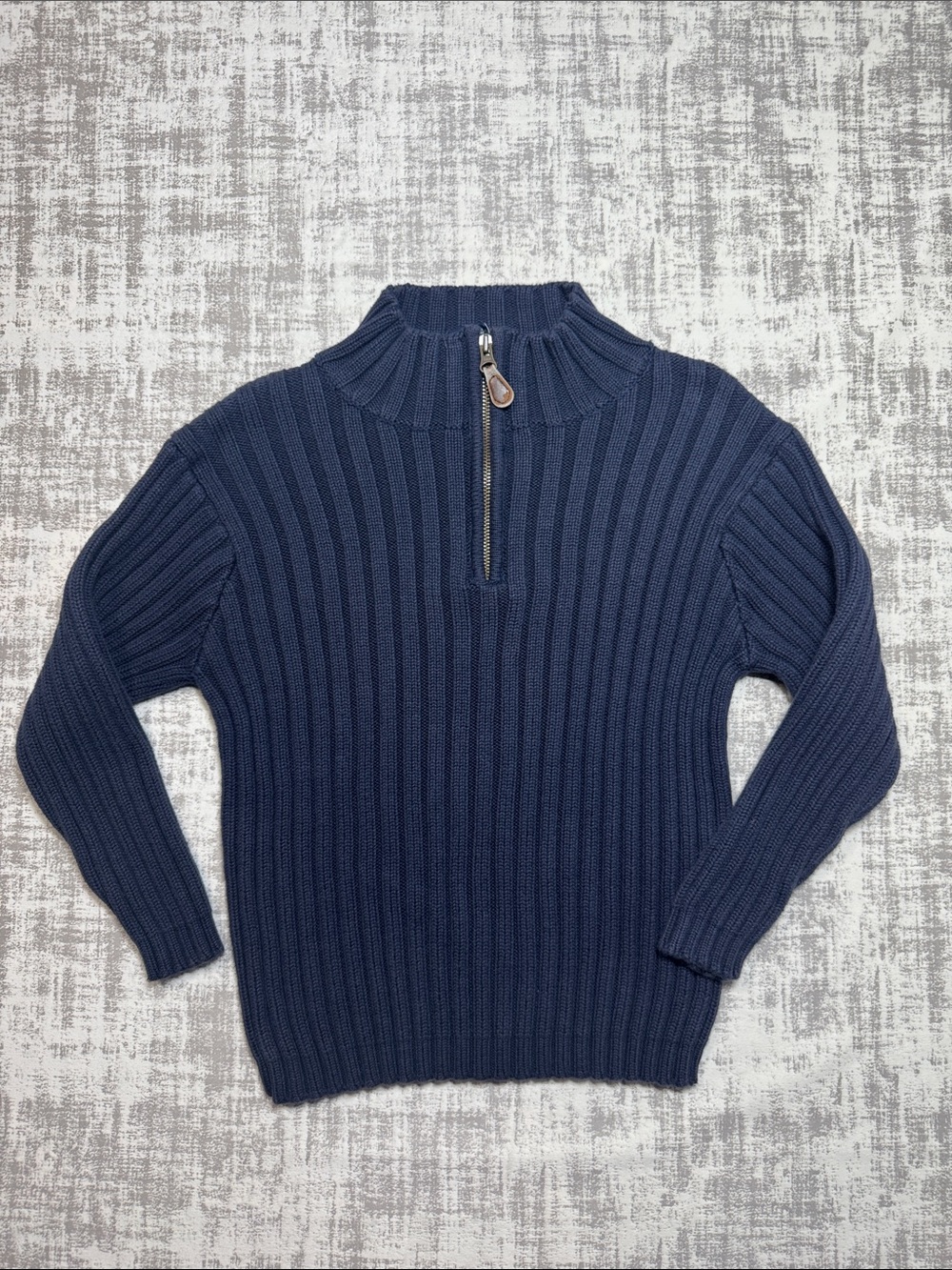 Vintage/Y2K Gap Kids Ribbed Quarter-Zip Sweater in Navy sz Small 19X16.5PTP